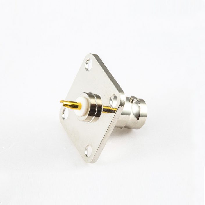 EB-001-0540 BNC接线焊接4孔法兰母头直型50ohm连接器