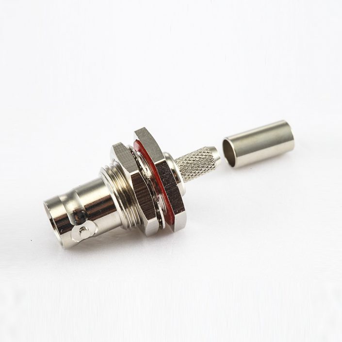 EB-001-0544 接RG58/RG142防水BNC母头直式连接器面板安装后锁穿墙压接