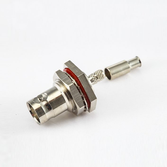 EB-001-0550 防水压接RG174/RG316BNC母头直式连接器面板安装后锁穿墙