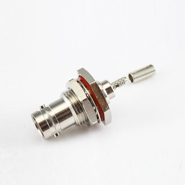 EB-001-0552 防水压接RG174/RG316BNC插座180度连接器面板安装前锁穿墙