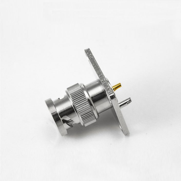 EB-001-0566 接线BNC连接器公头直式面板安装4孔法兰焊杯75ohm