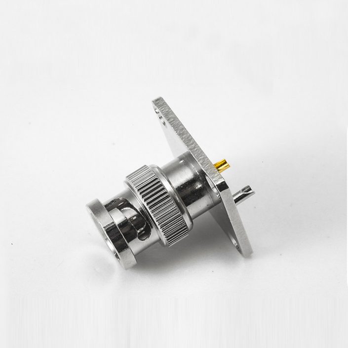 EB-001-0579 BNC连接器接线公头180度面板安装4孔法兰焊杯75ohm