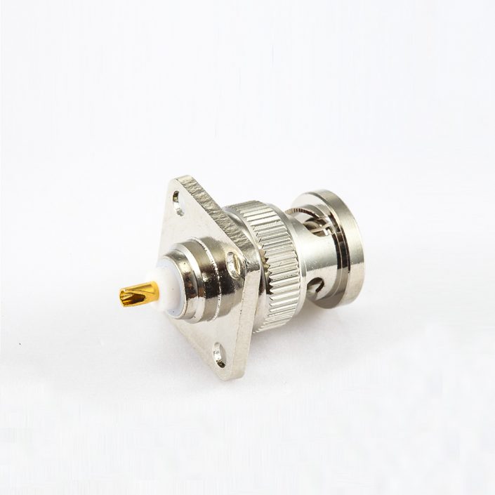 EB-001-0585 焊杯面板安装4孔法兰接线BNC连接器公头直型