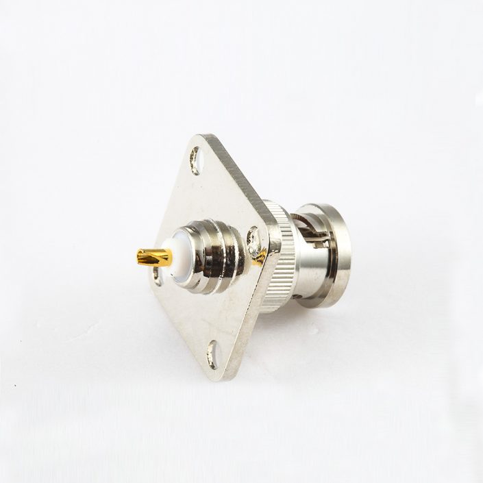 EB-001-0588 面板4孔法兰接线BNC连接器公头直式焊杯