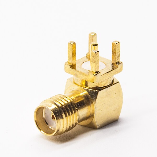 sma-female-90-degree-rf-connector-gold-plating-through-hole(5) SMA连接器,弯式,母头,穿孔,PCB板,镀金