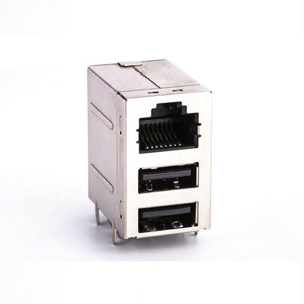 2XEB-500-7043_1 RJ45连接器加双层USB2.0母座连接器屏蔽不带灯