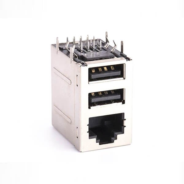 2XEB-500-7043_2 RJ45连接器加双层USB2.0母座连接器屏蔽不带灯