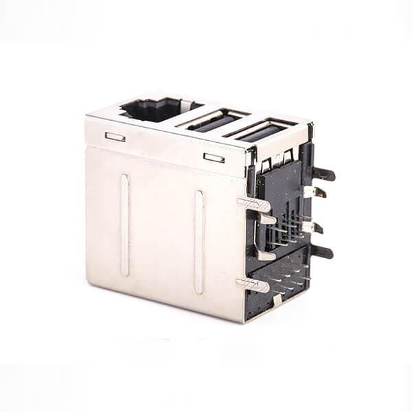 2XEB-500-7043_3 RJ45连接器加双层USB2.0母座连接器屏蔽不带灯