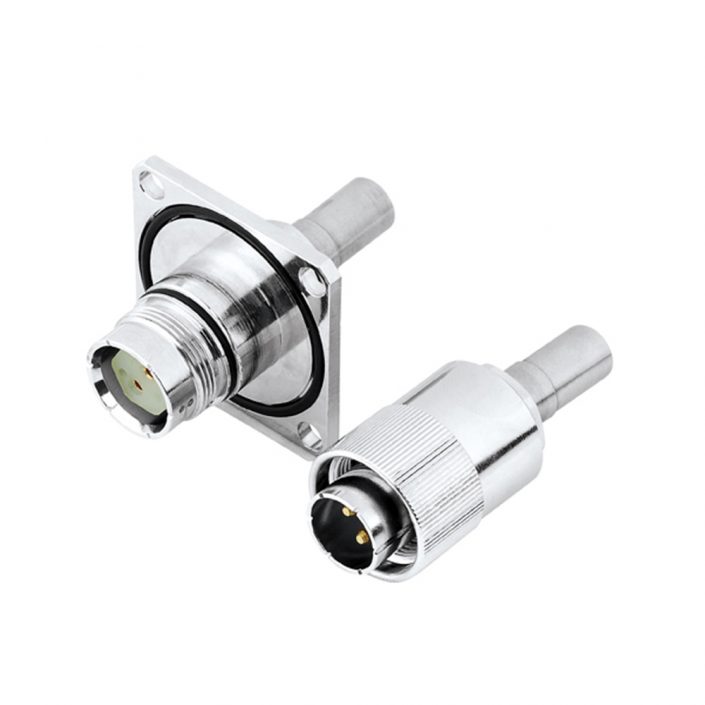 7-1 轨道连接器2芯直式IP67卡口连接公母对接冷压接YGC连接器