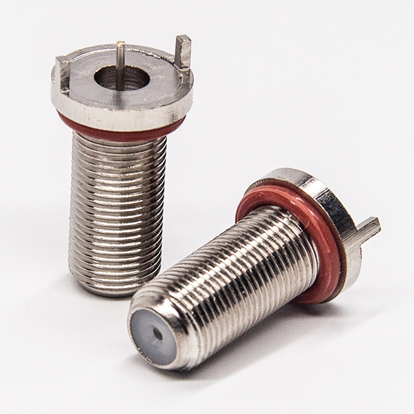 70-4 f型旋转接头直式母头插板型接PCB板螺纹连接带防水圈