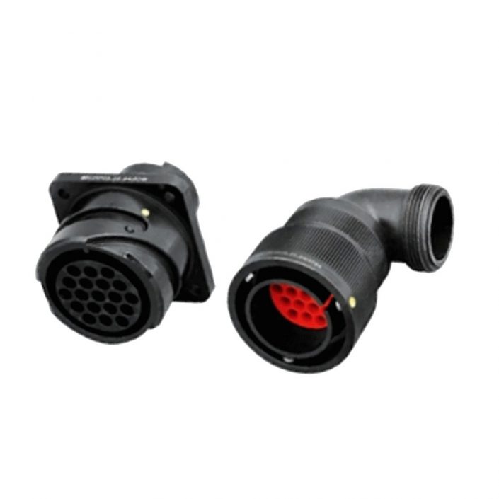 8-1 铁路机车用电连接器YGC卡口连接IP67冷压接式公母对接19芯弯式连接器