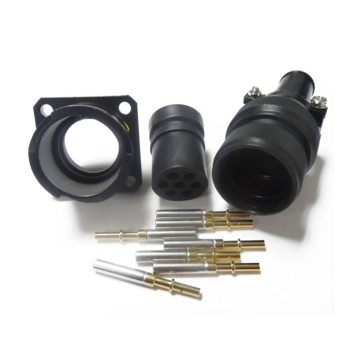 90-1 JL插座母头7芯四孔法兰美标焊接牵引连接器面板安装