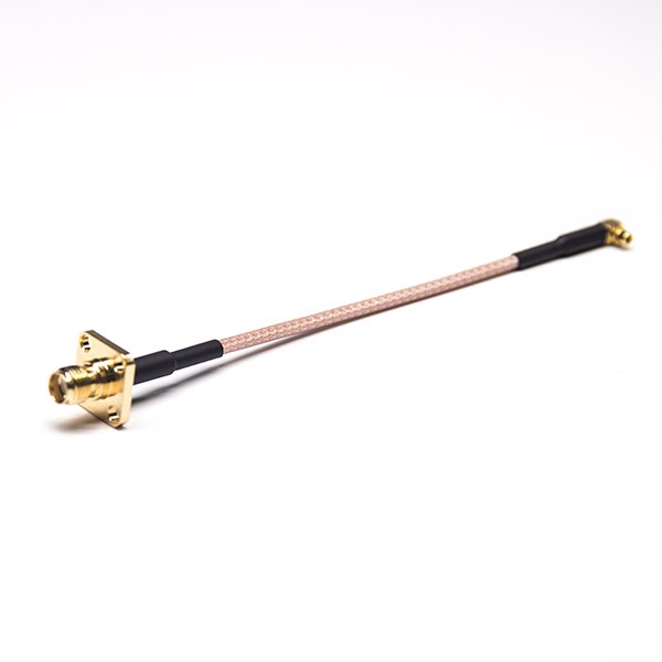 EB-101-0339 SMA转MMCX四孔法兰前锁板安装SMA转公头弯式MMCX接RG316线