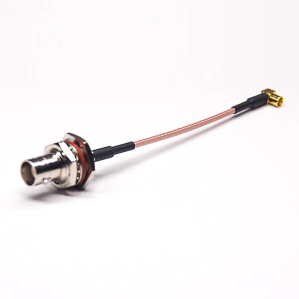 EB-101-0351 BNC视频线前锁板大六角防水母头转1.0/2.3 MCX母头弯式接RG316线