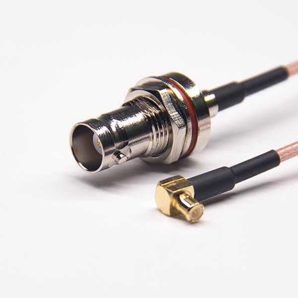 EB-101-0356 BNC连接器 接线直式母头前锁板圆盘防水转MCX弯式公头接RG316