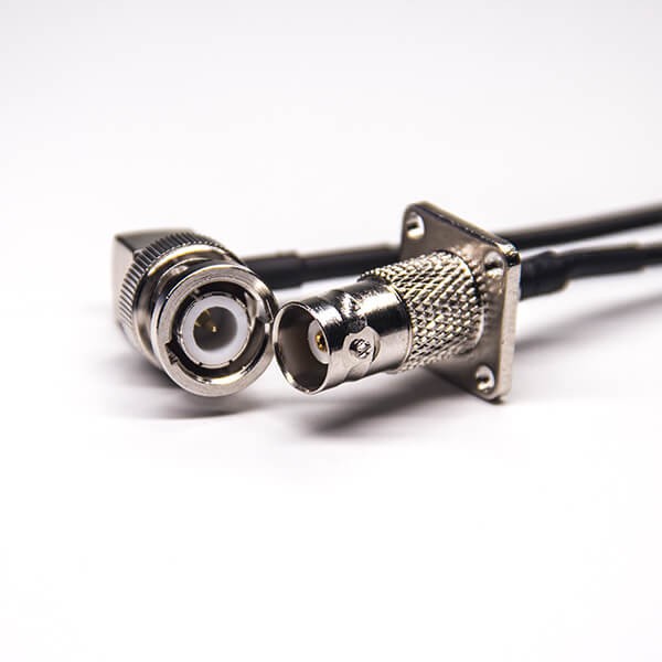 EB-101-0406 线缆接头bnc四孔法兰母头转bnc弯公头接RG174