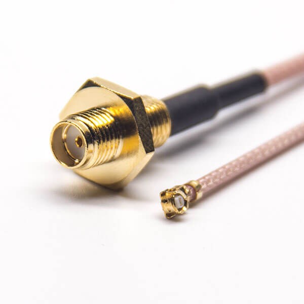 EB-101-0472 SMA射频线后锁板母头直式转IPEX弯式母头RF线材接RG178