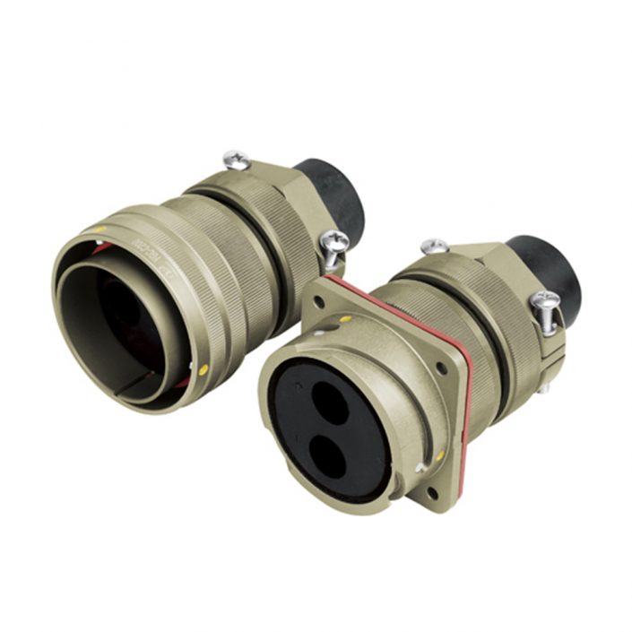 EB-418-1024 铁路专用圆形电连接器YGC卡口连接IP67冷压接式200A公母对接2芯直式牵引连接器