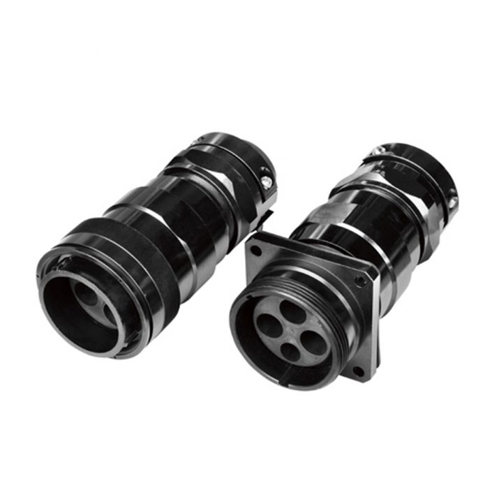 EB-418-1025 铁路机车用电连接器350A螺纹连接IP67压接式公母对接YGC4芯直式牵引连接器