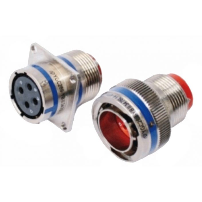 EB-418-2001 4芯YBII系列14壳体镀镍公插头&母插座卡口连接法兰安装连接器