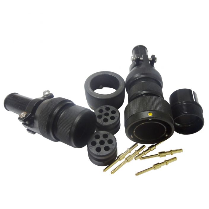 EB-418-5004 铁路专用圆形电连接器JL黑色阳极化美标7芯卡扣连接公插头直式牵引连接器