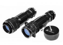 铁路专用圆形电连接器16芯插头&插座JL焊接180°带防尘盖卡扣连接