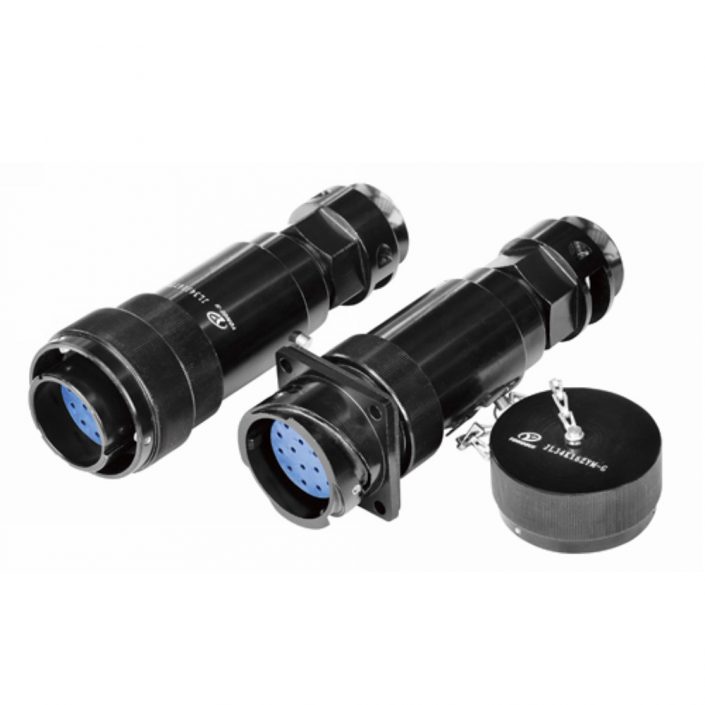 EB-418-5016 铁路专用圆形电连接器16芯插头&插座JL焊接180°带防尘盖卡扣连接