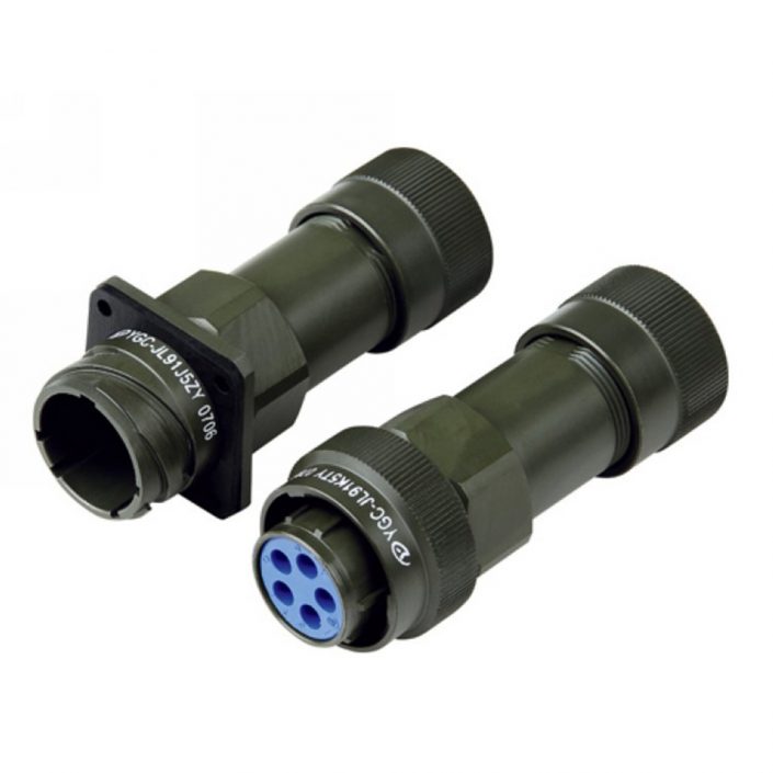 EB-418-5023 5芯圆形电连接器对接式压接JL系列插头插座4孔法兰卡口连接