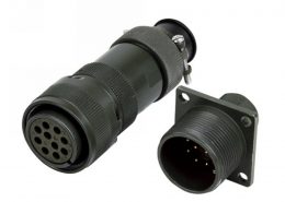 JY电连接器公母对接18壳体10芯直式螺纹连接插头插座4孔法兰