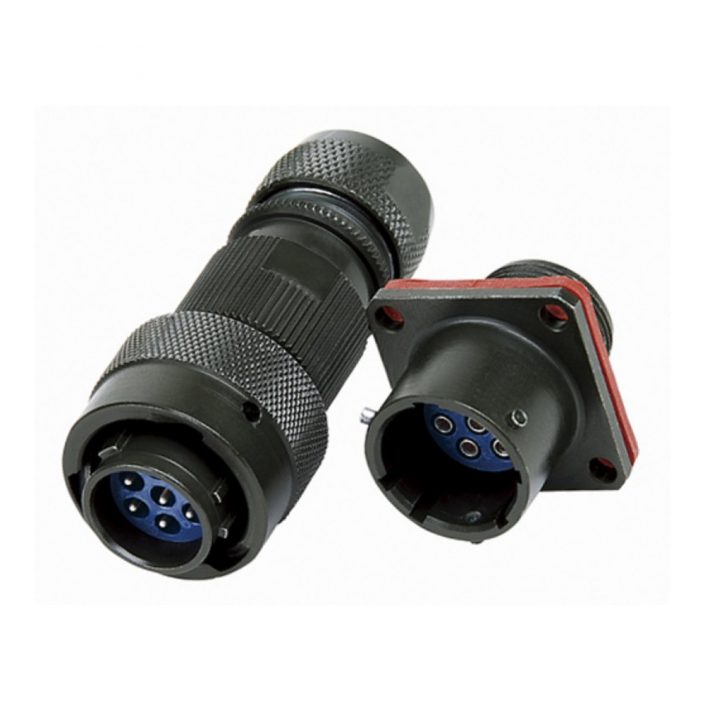 EB-704-1001 轨道交通电连接器QS系列7芯公母对接插头插座4孔法兰直式18壳体卡口连接连接器