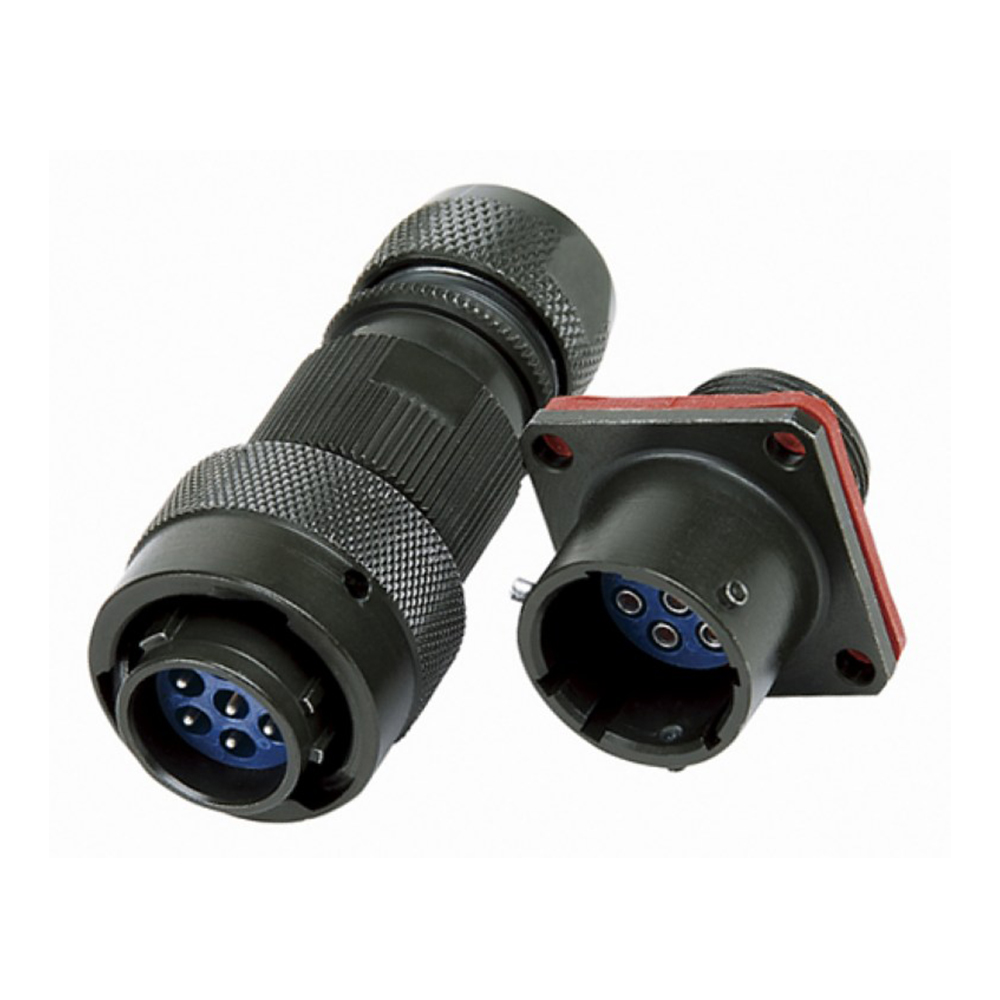 EB-704-1001 轨道交通电连接器QS系列7芯公母对接插头插座4孔法兰直式18壳体卡口连接连接器