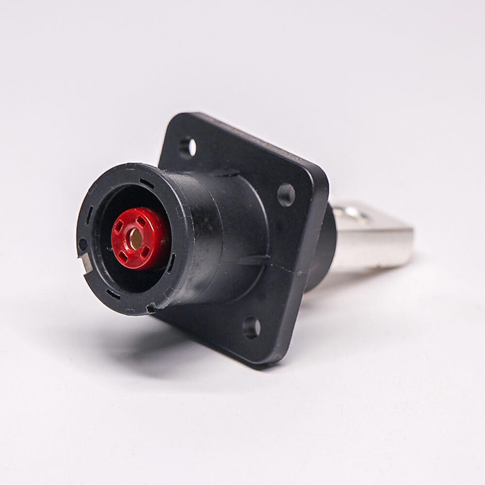 新能源储能连接器300a铜牌对接12mm黑色弯式插头插座