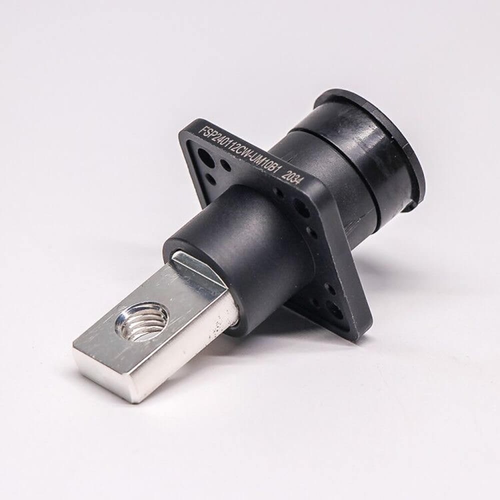 新能源储能连接器300a铜牌对接12mm黑色弯式插头插座