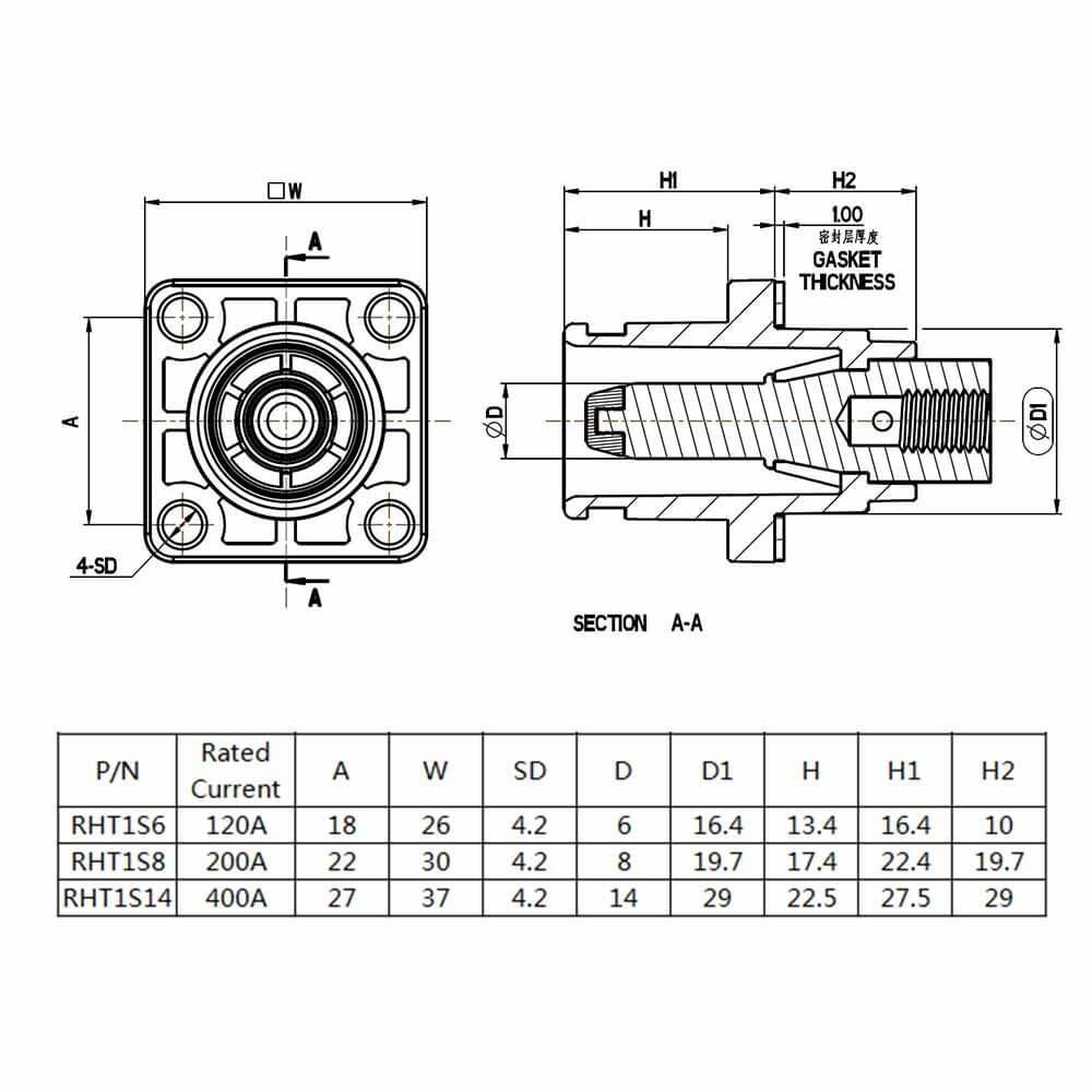 RHT-1P-12O-C70-R&RHT-1S-12O-BL-L_5 大电流防水连接器弯式IP65插头插座12mm橙色250A储能连接器