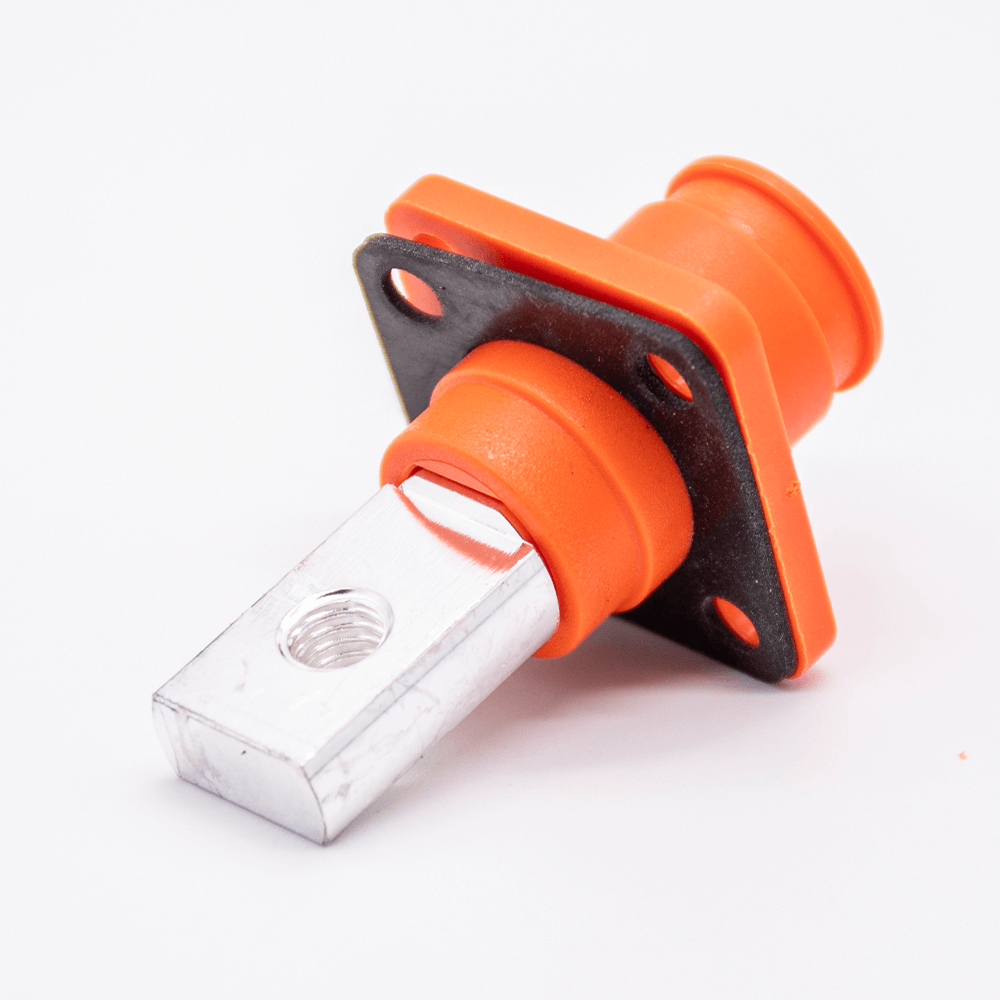 RHT-1P-12O-C80-R&RHT-1S-12O-BL-L_10 新能源储能连接器IP65防水弯式插头插座12mm橙色300A铜牌带孔插座