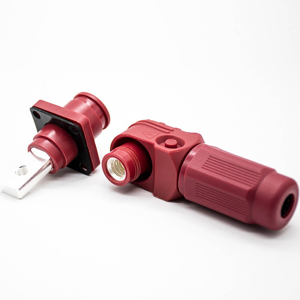 RHT-1P-12R-C80-R&RHT-1S-12R-BL-L_2 储能高压连接器弯式插头和插座12mm红色IP65 300A大电流连接器