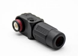 高压连接器弯式6mm插头插座IP65 100A黑色带孔铜牌