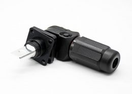 储能连接器IP65弯式黑色120A带孔铜牌6mm插头插座一对