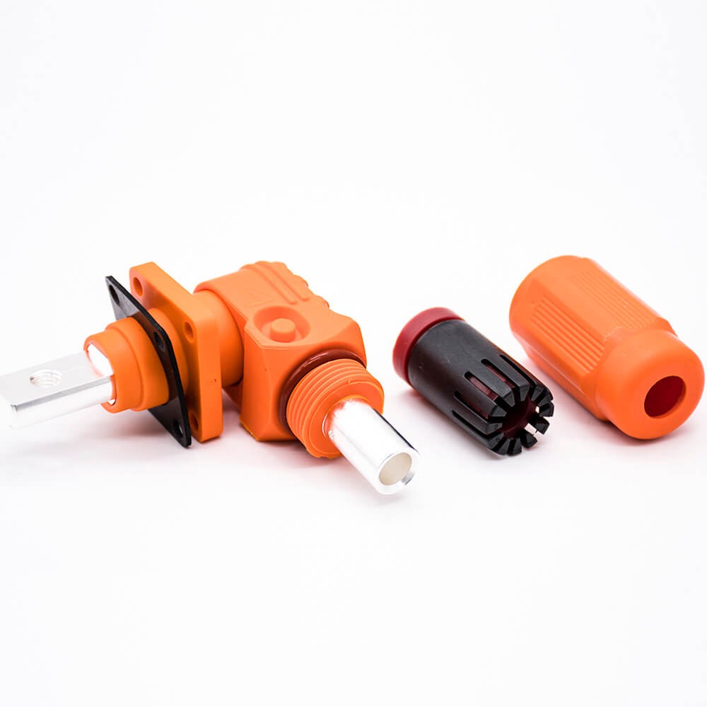 RHT-1P-6O-C10-R&RHT-1S-6B-BL-L_4 新能源汽车换电连接器弯式60A插头插座6mm橙色IP65防水连接器