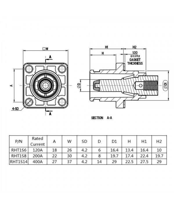 RHT-1P-6O-C25-R&RHT-1S-6B-BL-L_10 防水大电流连接器120A弯式插头插座6mm橙色塑料IP65