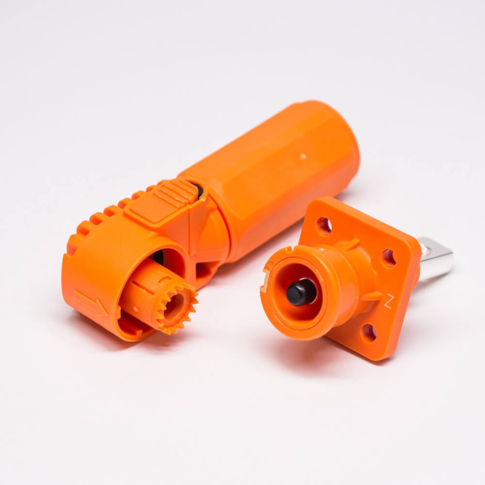 RHT-1P-6O-RW&RHT-1S-6O-BL-LW_3 单芯防水连接器IP67橙色弯式6mm70A带孔铜牌公母对接