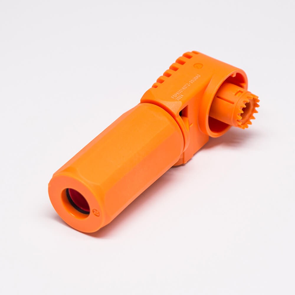 RHT-1P-6O-RW&RHT-1S-6O-BL-LW_6 单芯防水连接器IP67橙色弯式6mm70A带孔铜牌公母对接