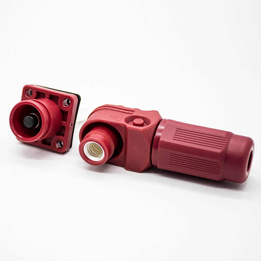 RHT-1P-6R-C25-R&RHT-1S-6B-BL-L_1 新能源储能连接器IP65弯式插头插座120A带孔铜牌6mm红色