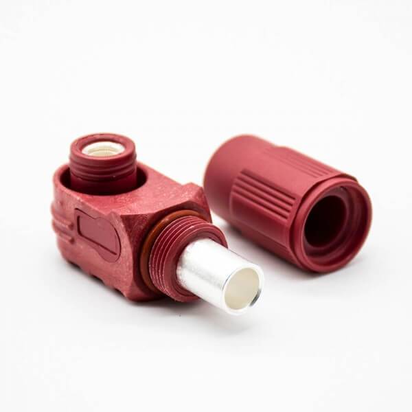 RHT-1P-6R-C25-R&RHT-1S-6B-BL-L_9 新能源储能连接器IP65弯式插头插座120A带孔铜牌6mm红色
