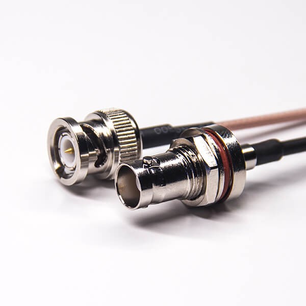 coaxial-cable-bnc-connector-male-to-female-blukhead-waterproof-for-rg316-cable(7) 直式螺纹bnc公头转bnc前锁板防水母头同轴线缆接RG316
