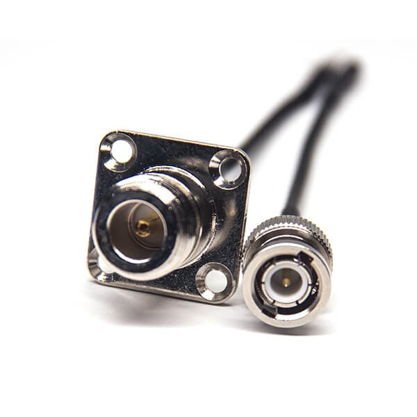 n-type-cable-connectors-female-4-hole-flange-to-bnc-male-for-rg174(4) tnc转bnc连接器电缆组装BNC公头180度转TNC直母头接RG174