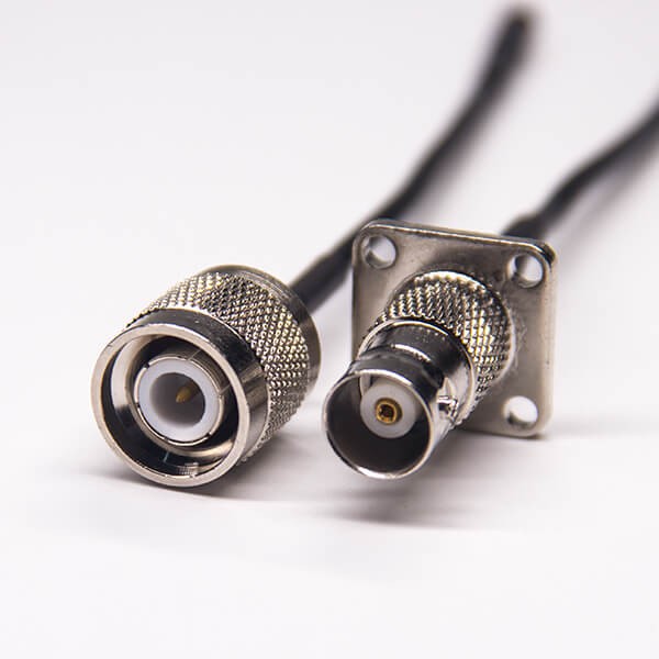 tnc-straight-plug-to-bnc-female-flange-mount-rf-coaxial-cable(4) tnc射频接头组装线材RG174接bnc四孔法兰母头