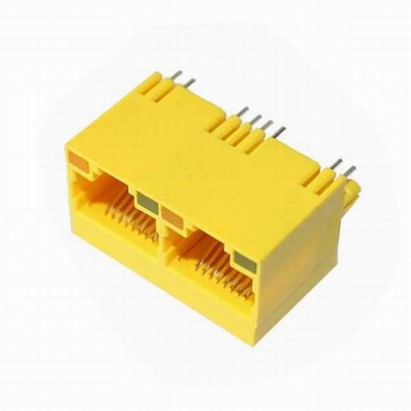 EB-500-7119_1 沉板式RJ45母座网络接口连接器带灯1X2双胞8P8C