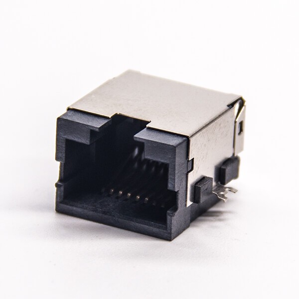 EB-500-7127_1 rj45母座单端口弯式8p8cSMT沉板贴板接PCB带屏蔽