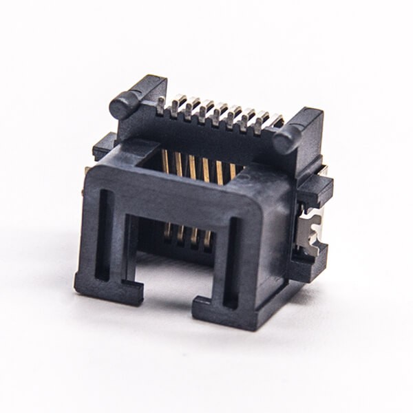 EB-500-7136_3 rj45网口母座8p8c弯式90度贴板黑色塑胶外壳非屏蔽